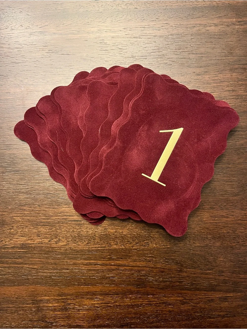 Burgundy Velvet Table Numbers - 1-15